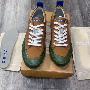 OBRA TERRA CANVAS LOW TOP SNEAKERS BROWN/GREEN MENS US 8 EUR 41 WOMANS 10 NWB